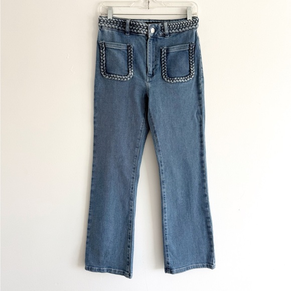 Maje Denim - Maje Platane Braided Trim High Rise Denim Jeans